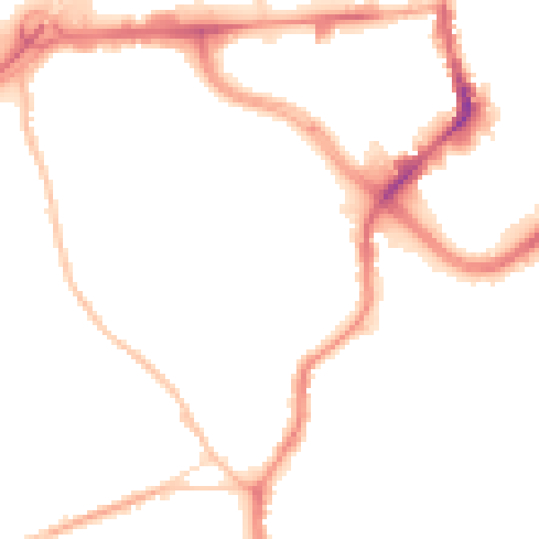 Night-time road noise heatmap for ST1 4LQ