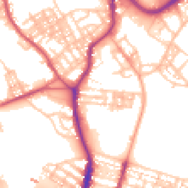 Daytime road noise heatmap for ST1 4NY