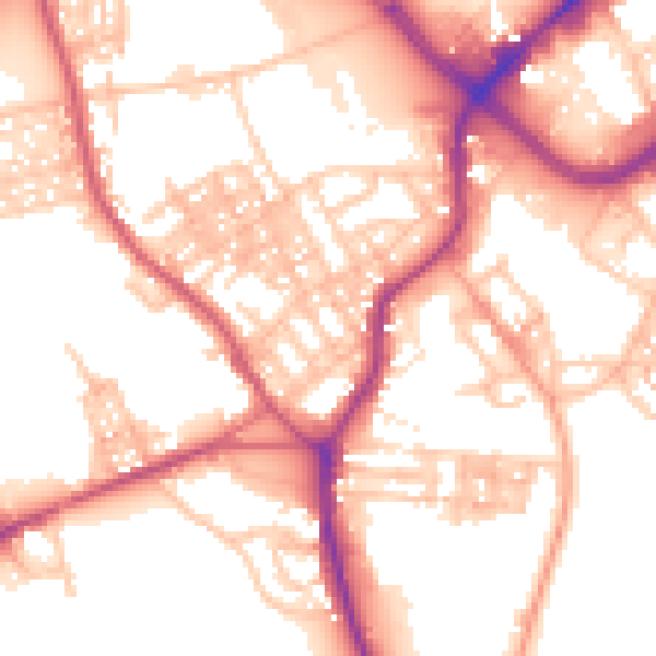 Daytime road noise heatmap for ST1 4PU