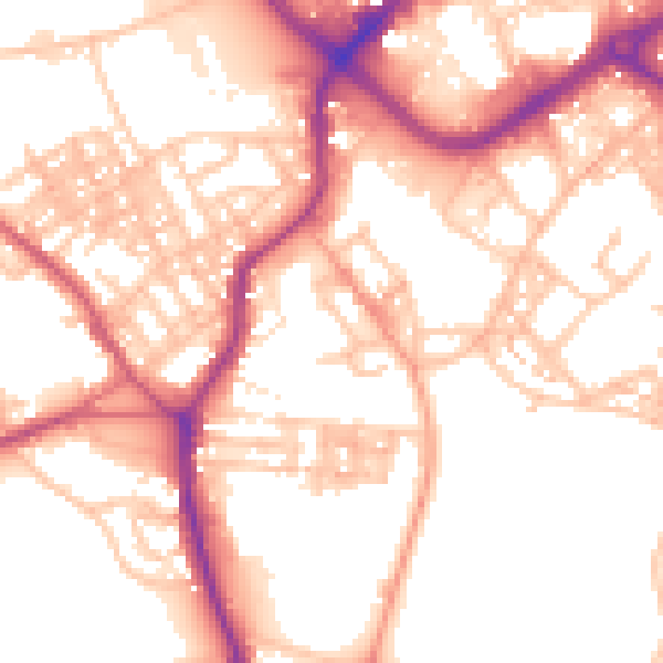 Daytime road noise heatmap for ST1 4QD