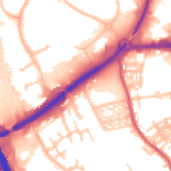 Daytime road noise heatmap for ST1 4QY