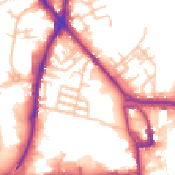 Daytime road noise heatmap for ST1 5DP