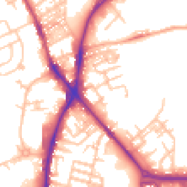 Daytime road noise heatmap for ST1 5FA