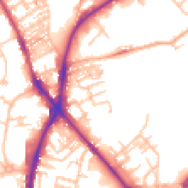 Daytime road noise heatmap for ST1 5FB