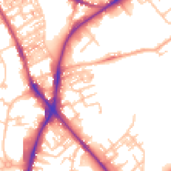 Daytime road noise heatmap for ST1 5FF