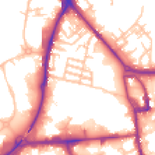 Daytime road noise heatmap for ST1 5JA