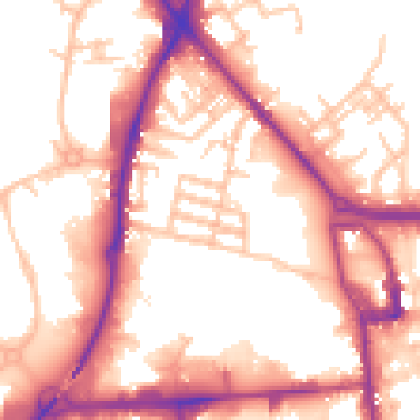 Daytime road noise heatmap for ST1 5JE
