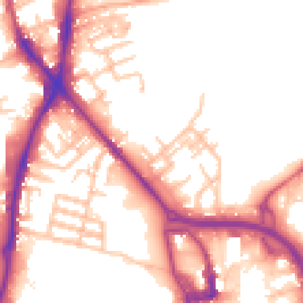Daytime road noise heatmap for ST1 5QN