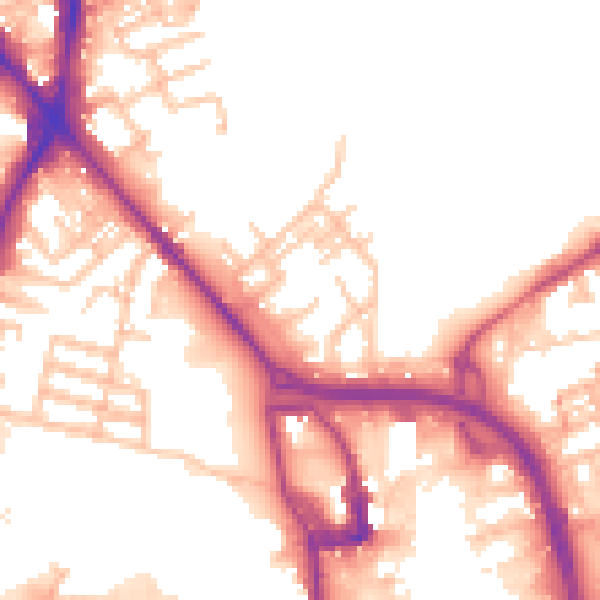 Daytime road noise heatmap for ST1 5QT