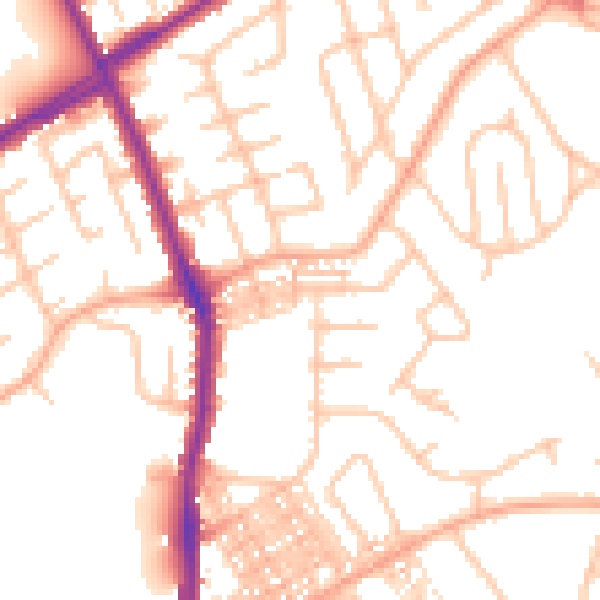 Daytime road noise heatmap for ST1 6BW