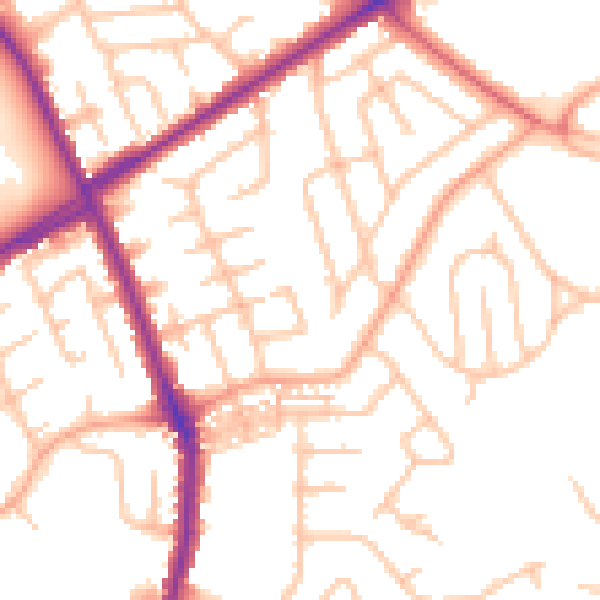 Daytime road noise heatmap for ST1 6DS