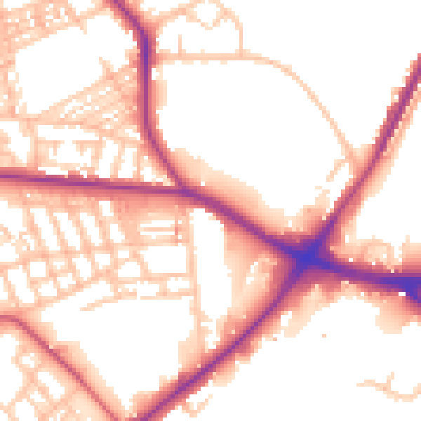Daytime road noise heatmap for ST1 6JJ
