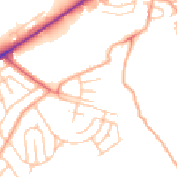 Daytime road noise heatmap for ST1 6JZ
