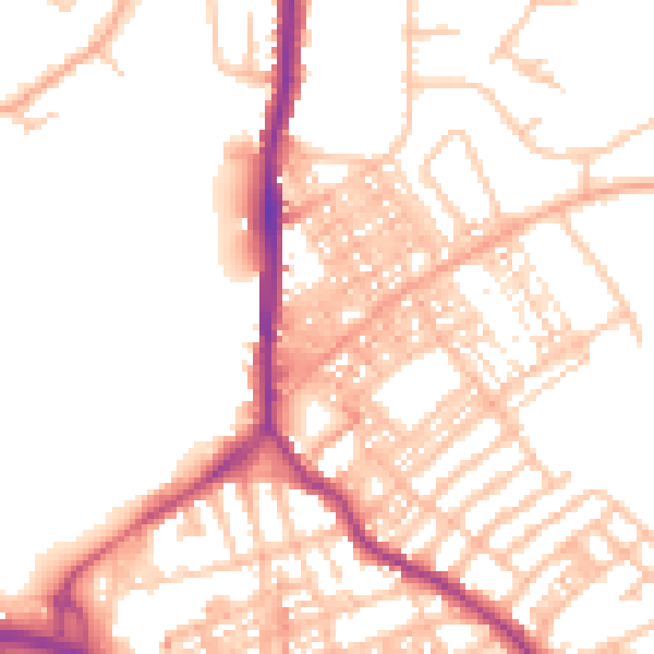 Daytime road noise heatmap for ST1 6NY