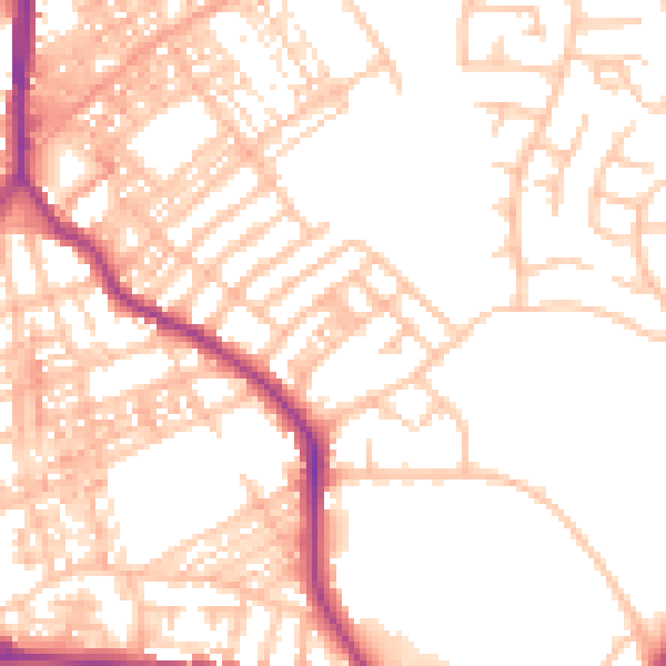 Daytime road noise heatmap for ST1 6PP