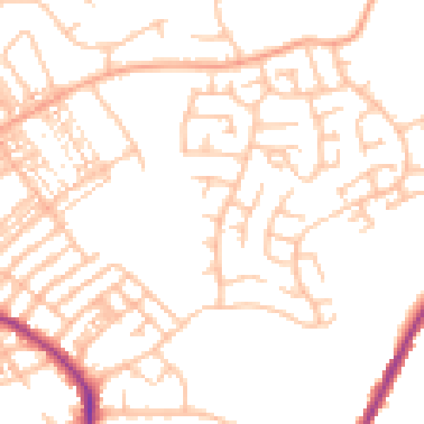 Daytime road noise heatmap for ST1 6RW