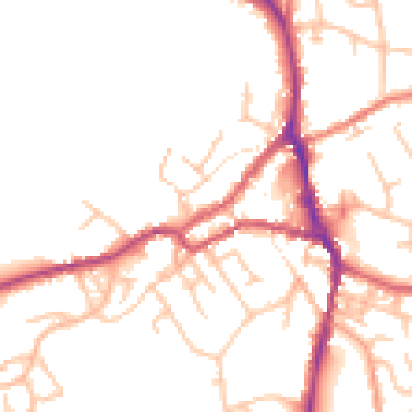 Daytime road noise heatmap for ST10 1AJ