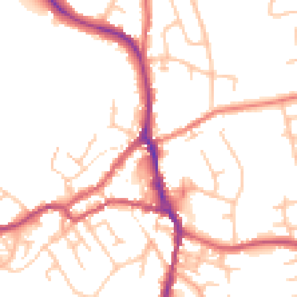 Daytime road noise heatmap for ST10 1BD