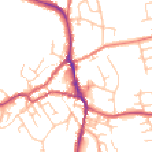 Daytime road noise heatmap for ST10 1BG