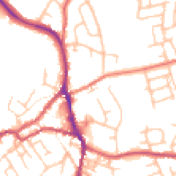 Daytime road noise heatmap for ST10 1BJ