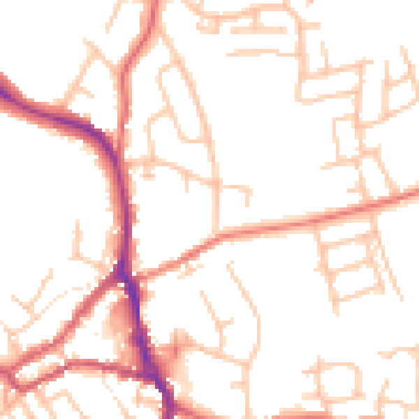 Daytime road noise heatmap for ST10 1DH