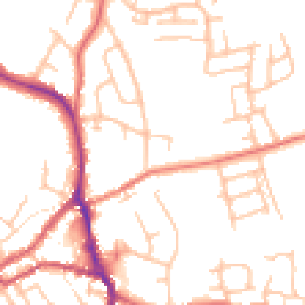 Daytime road noise heatmap for ST10 1DQ