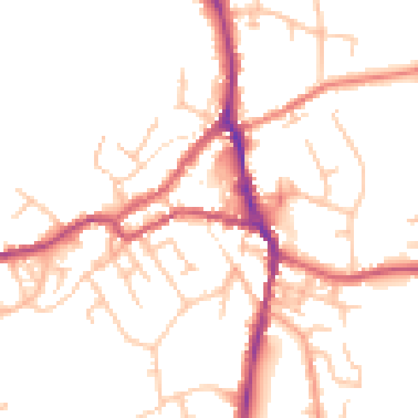 Daytime road noise heatmap for ST10 1DU