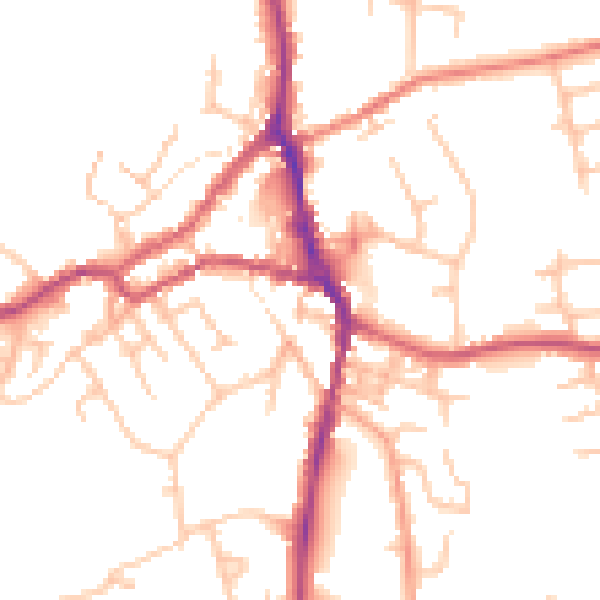 Daytime road noise heatmap for ST10 1DZ