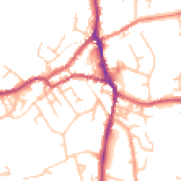 Daytime road noise heatmap for ST10 1ED
