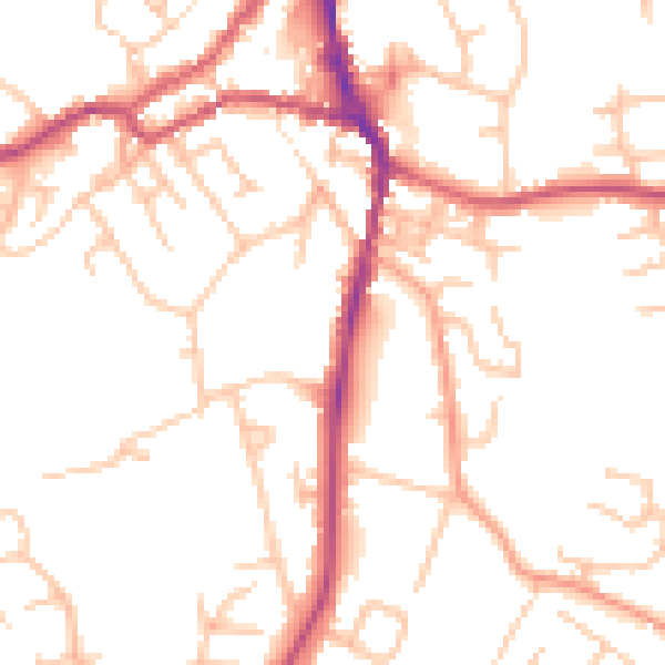 Daytime road noise heatmap for ST10 1LQ