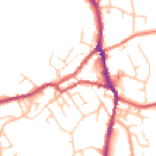 Daytime road noise heatmap for ST10 1NP