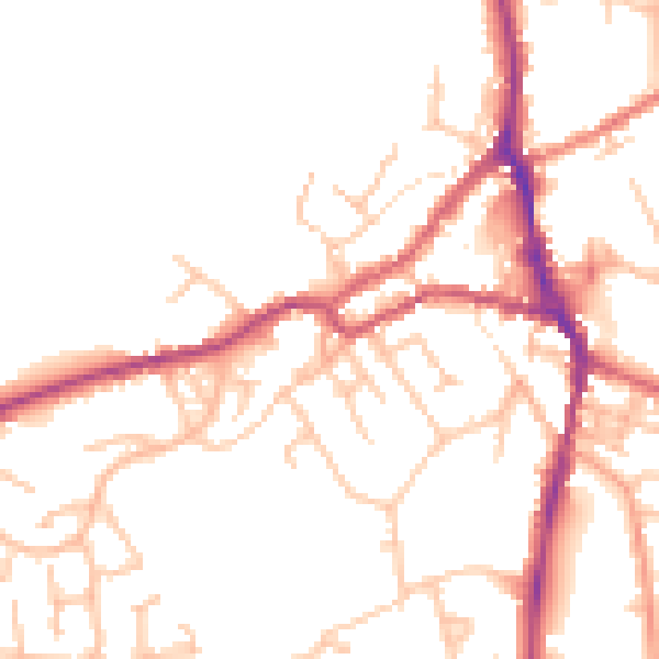 Daytime road noise heatmap for ST10 1NY