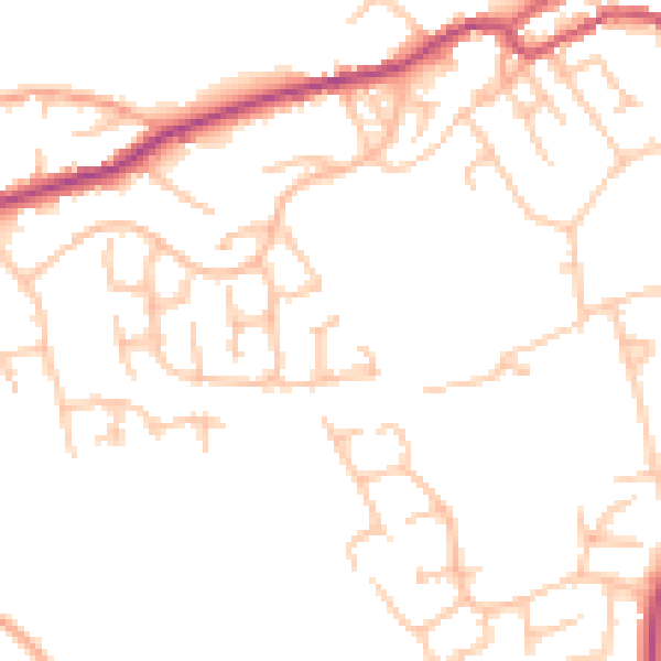 Daytime road noise heatmap for ST10 1YF
