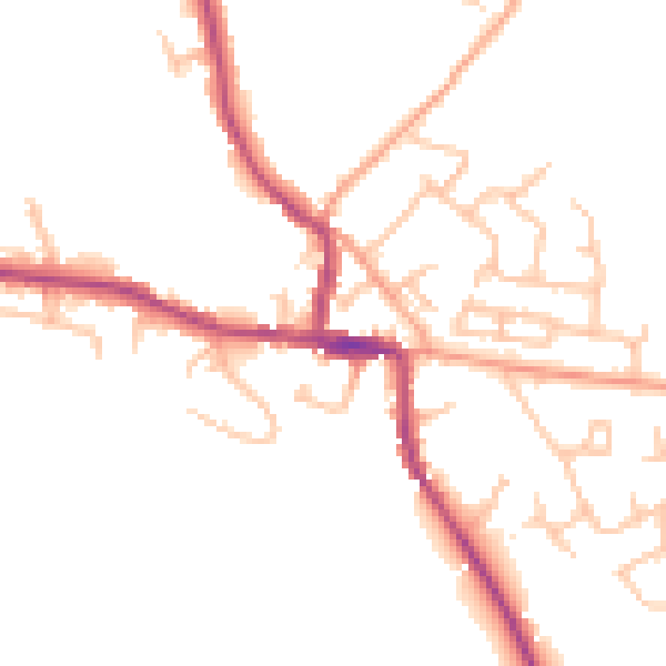 Daytime road noise heatmap for ST10 4DY