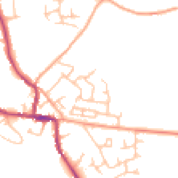 Daytime road noise heatmap for ST10 4ET