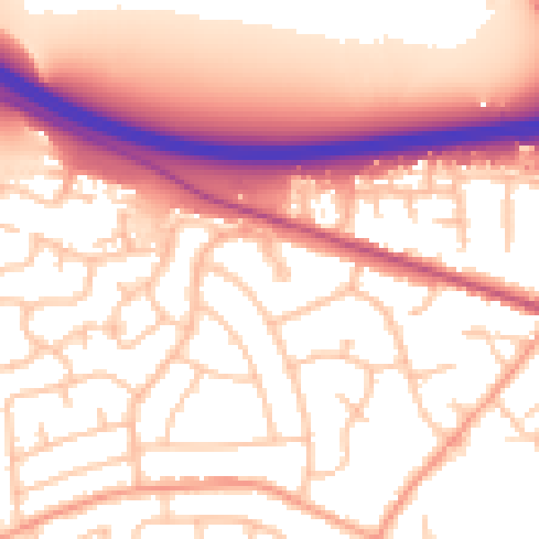 Daytime road noise heatmap for ST14 7EE