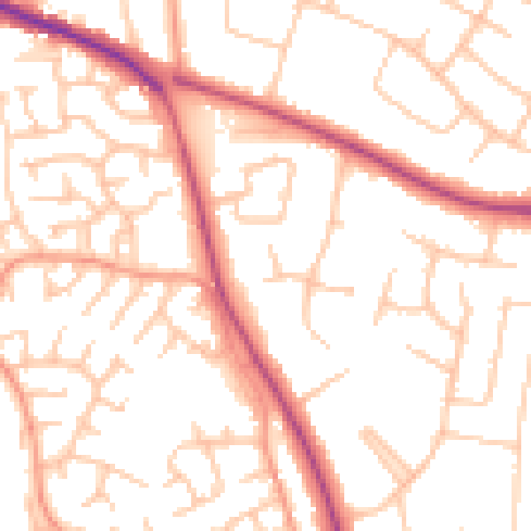 Daytime road noise heatmap for ST17 0DR