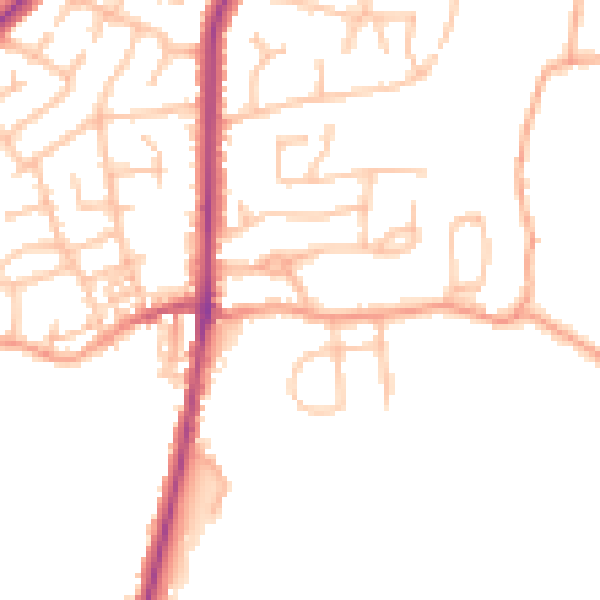 Daytime road noise heatmap for ST2 7AY