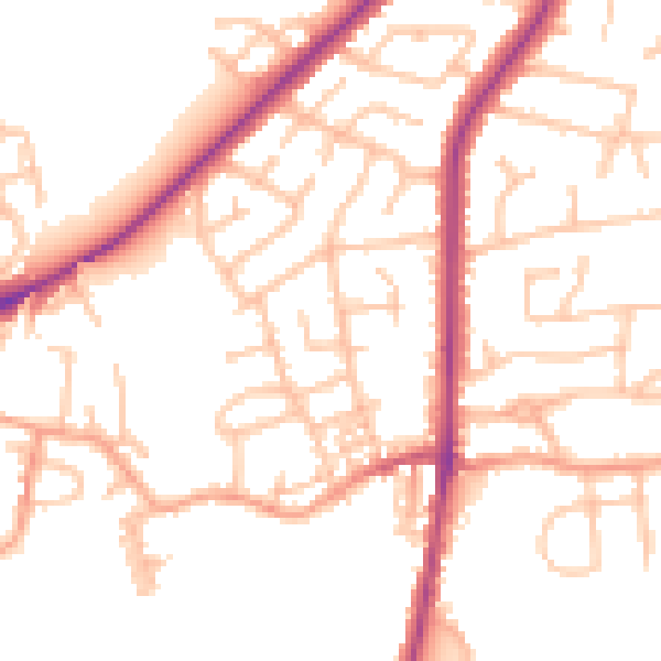 Daytime road noise heatmap for ST2 7BU
