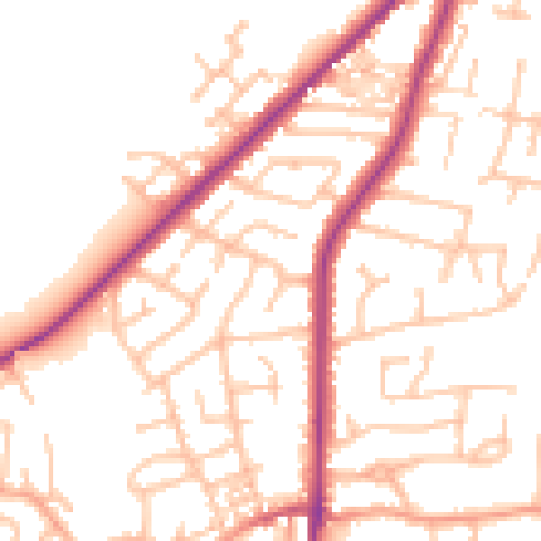 Daytime road noise heatmap for ST2 7JH