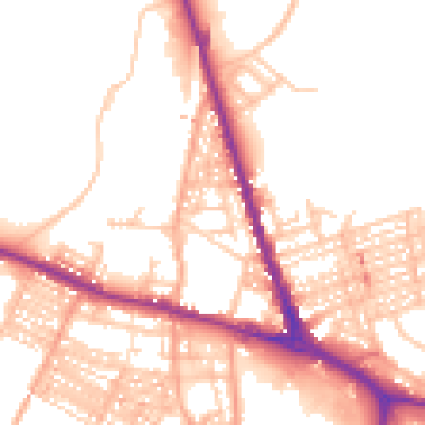 Daytime road noise heatmap for ST4 2JJ