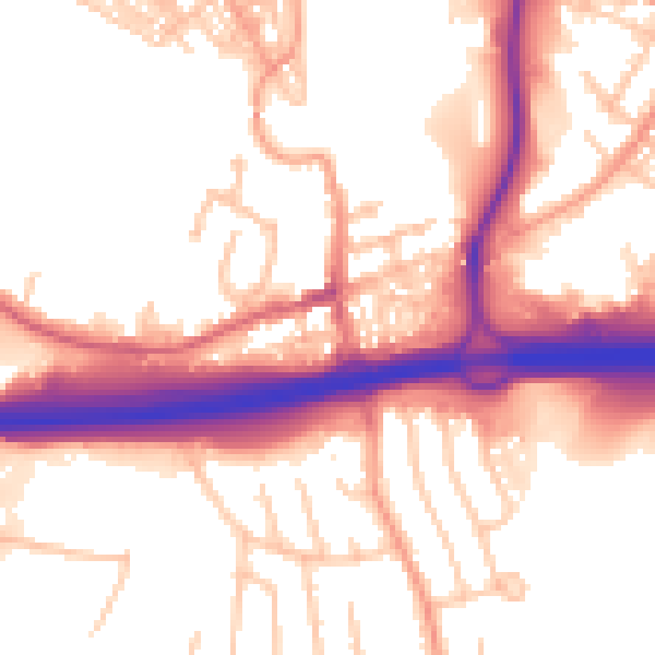 Daytime road noise heatmap for ST4 3BQ