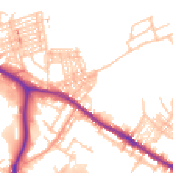 Daytime road noise heatmap for ST4 3JW