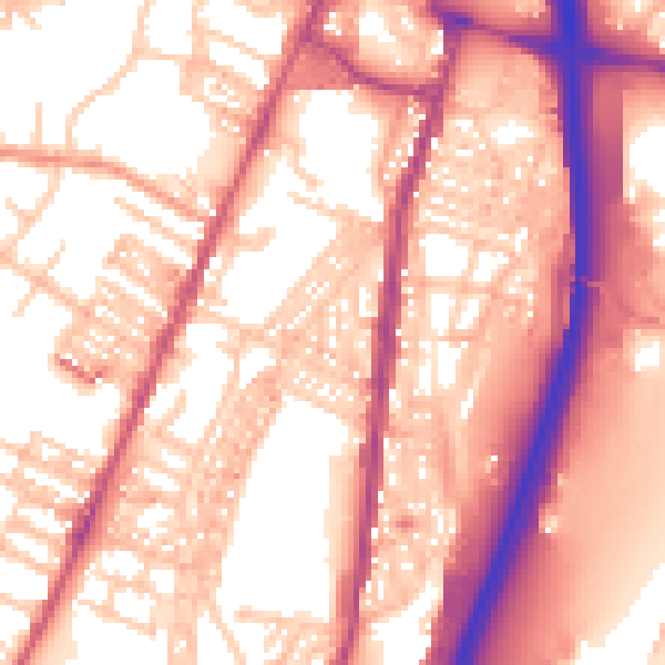 Daytime road noise heatmap for ST4 4AX