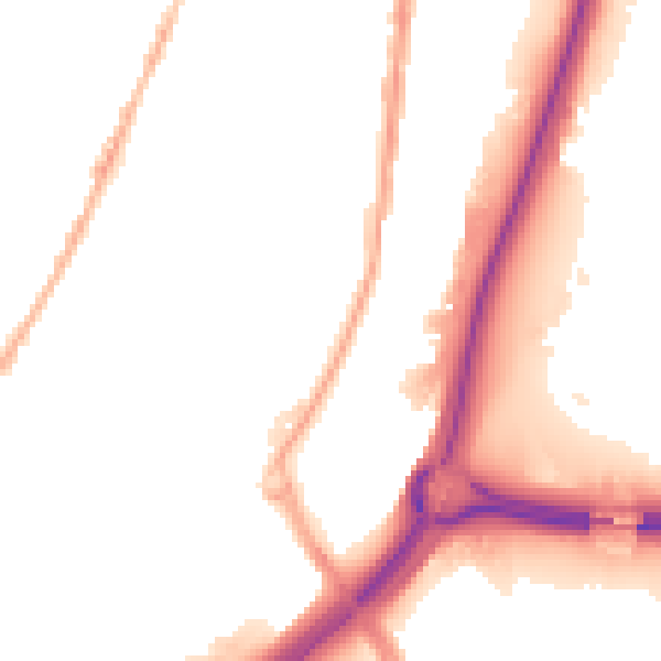 Night-time road noise heatmap for ST4 4BY