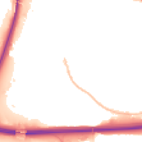 Night-time road noise heatmap for ST4 4JU