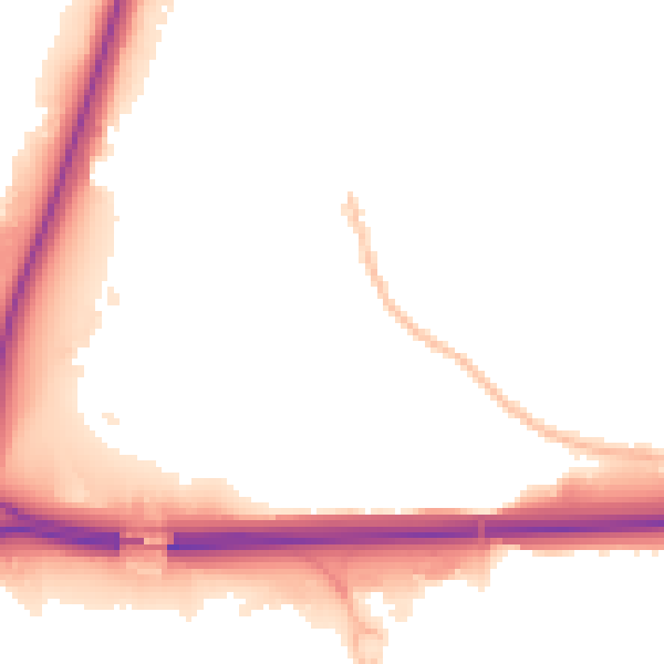 Night-time road noise heatmap for ST4 4JY