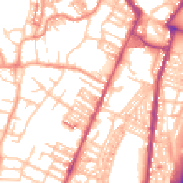 Daytime road noise heatmap for ST4 5RN