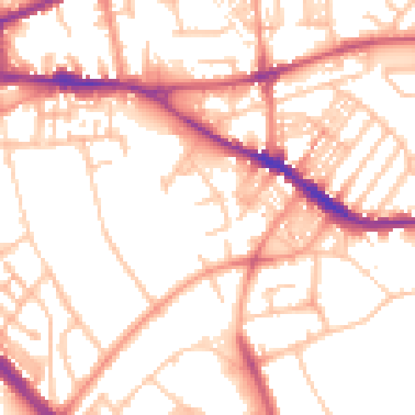 Daytime road noise heatmap for ST4 6AN
