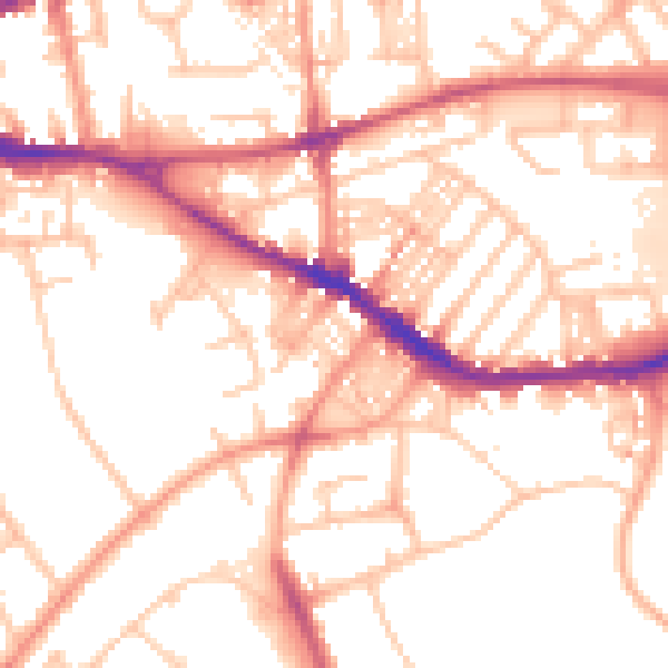 Daytime road noise heatmap for ST4 6AY